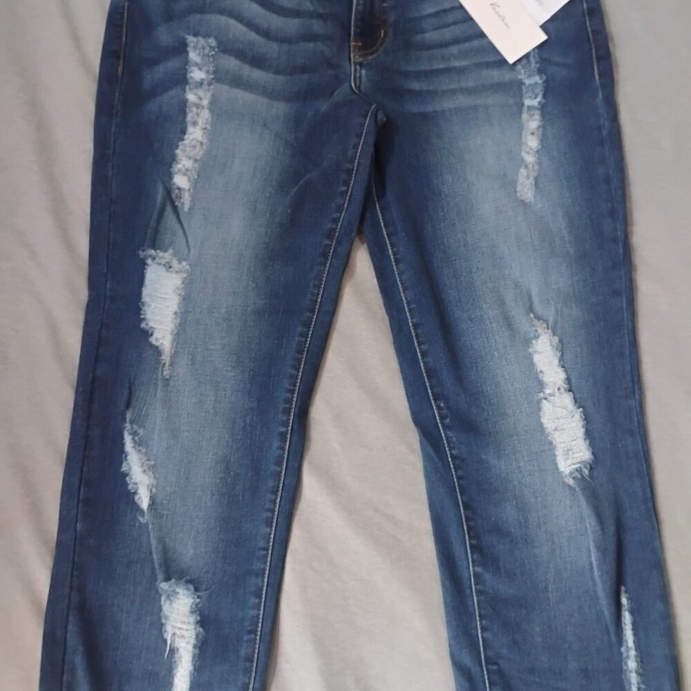 KanCan Alexandrea Ankle Jean Distressed Skinny NWT Size W13/30 Dark Wash KC8127D - Picture 3 of 16